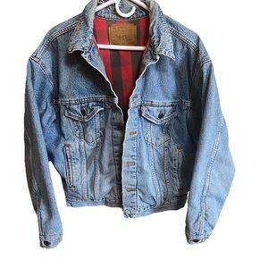 Vintage Levi's Trucker Jacket 70417 80s 90s Buffalo Plaid Size M